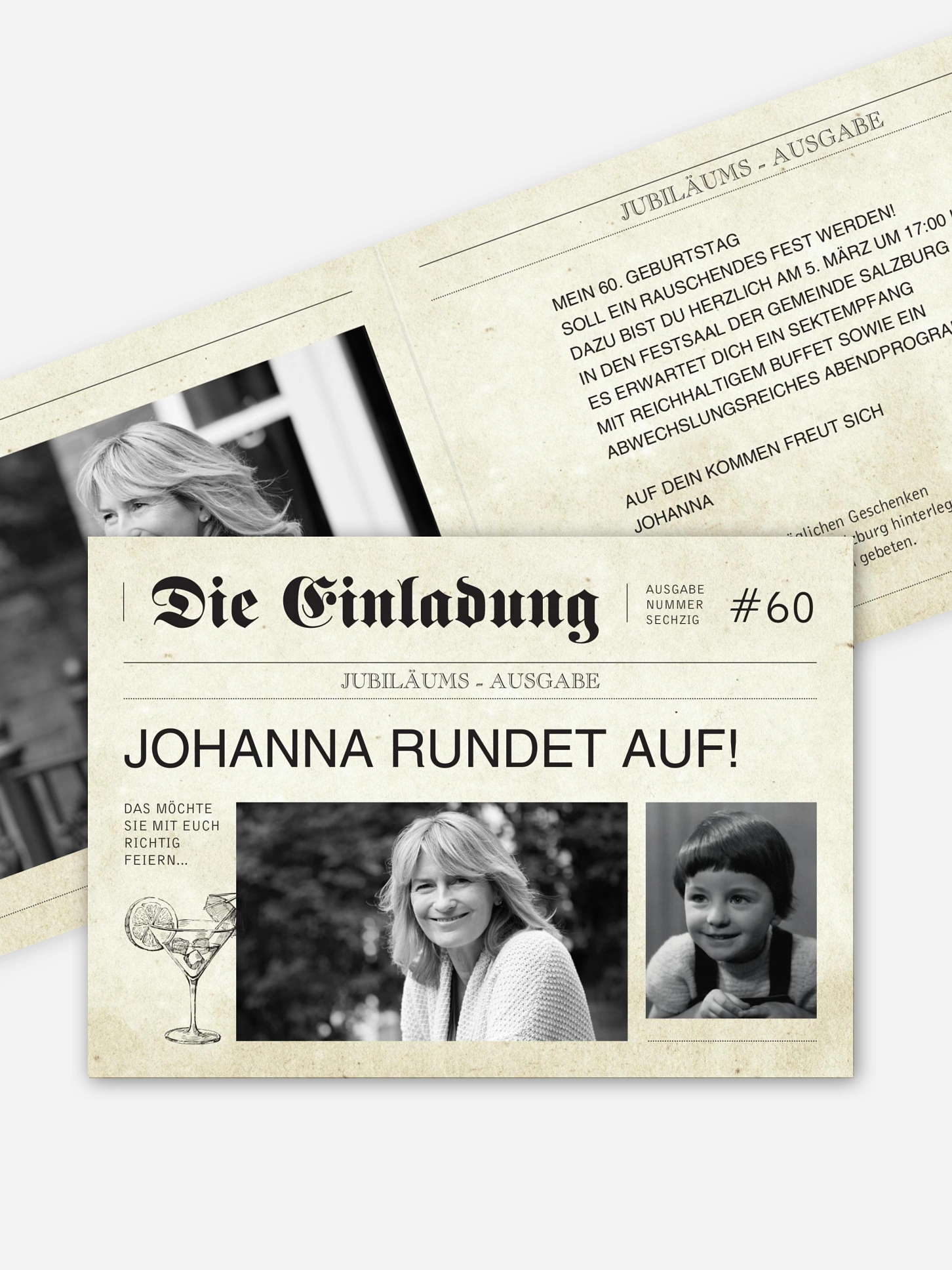 Einladung 60. Geburtstag Newspaper
