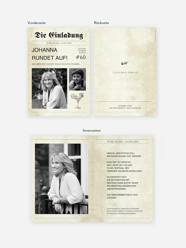 Einladung 60. Geburtstag Newspaper