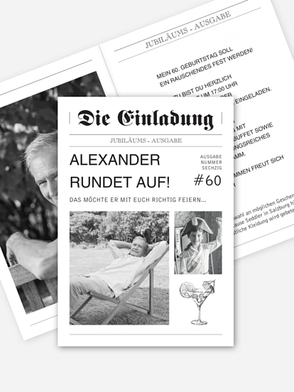 Einladung 60. Geburtstag Newspaper