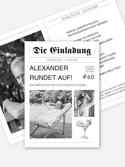 Einladung 60. Geburtstag Newspaper
