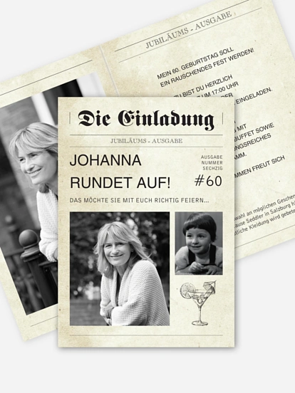 Einladung 60. Geburtstag Newspaper