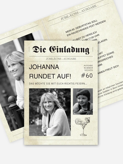 Einladung 60. Geburtstag Newspaper