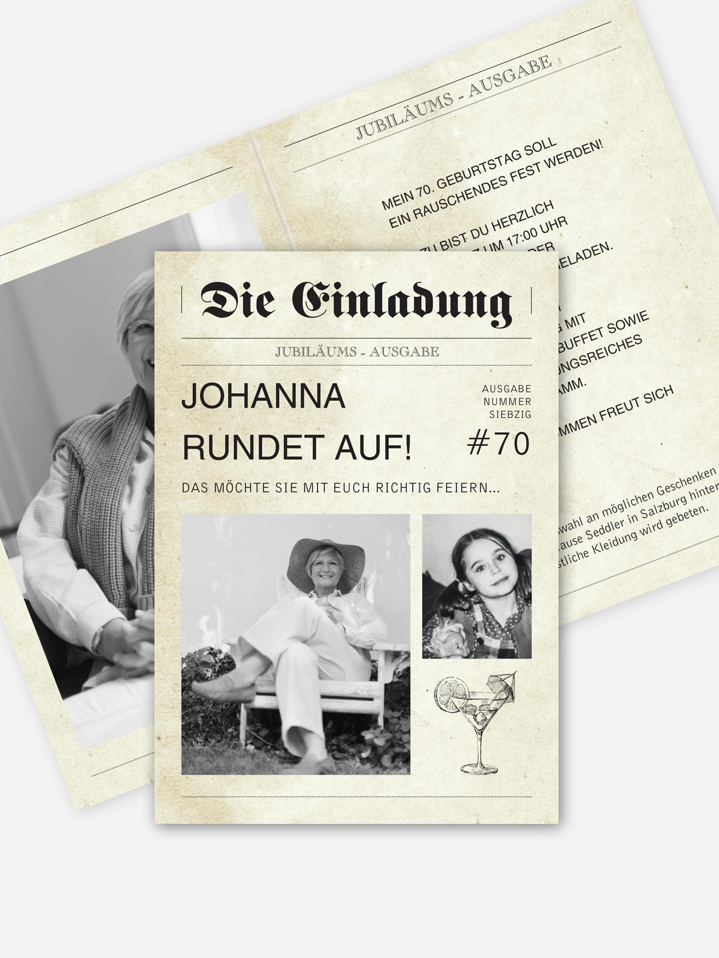 Einladung 70. Geburtstag Newspaper