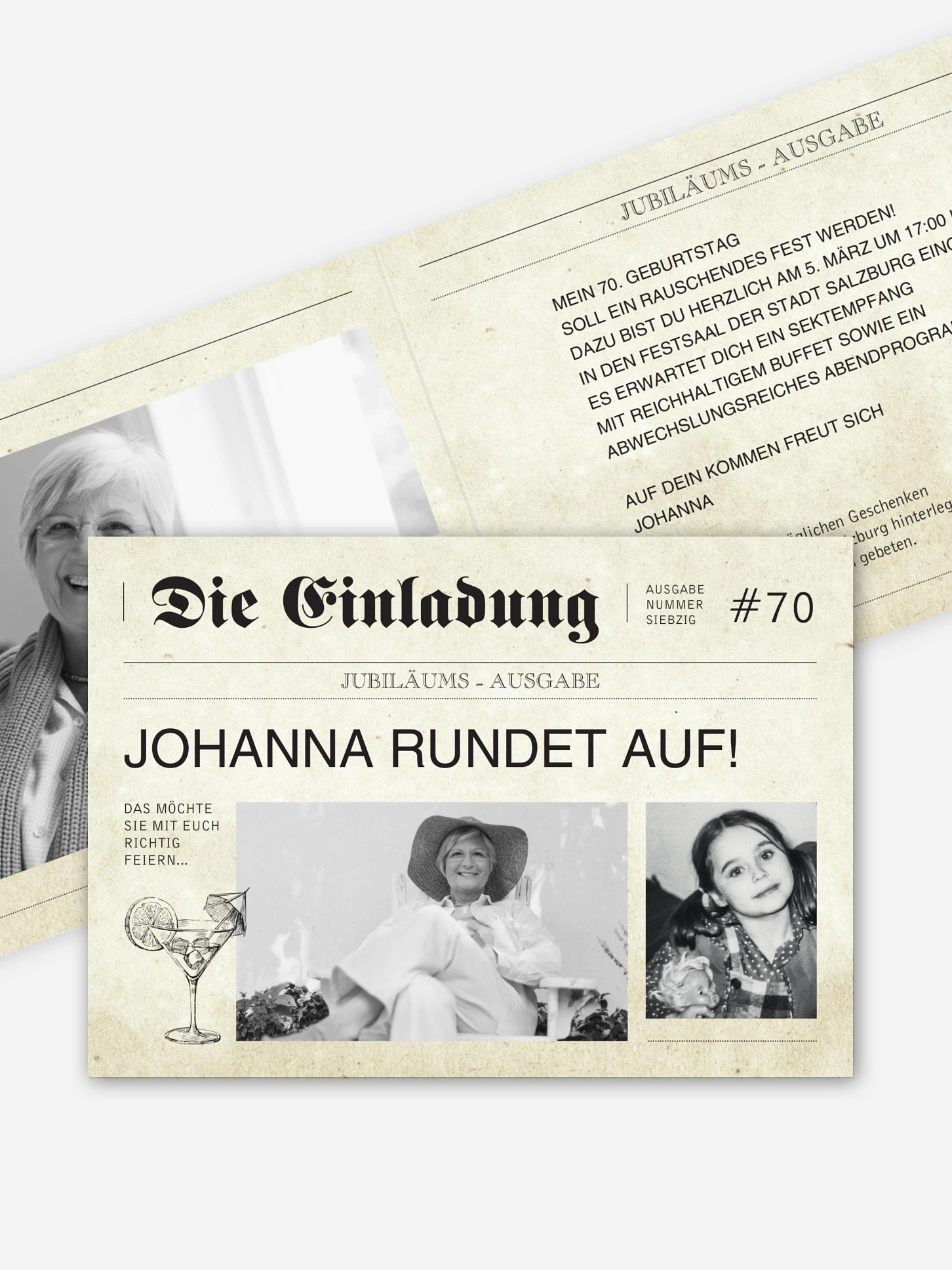 Einladung 70. Geburtstag Newspaper