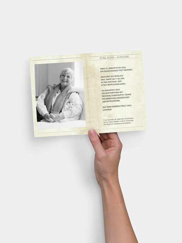 Einladung 70. Geburtstag Newspaper