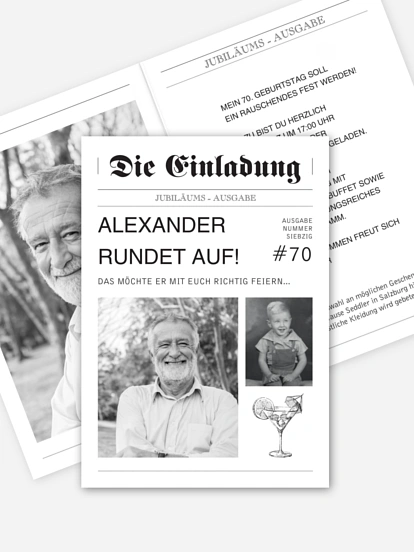 Einladung 70. Geburtstag Newspaper
