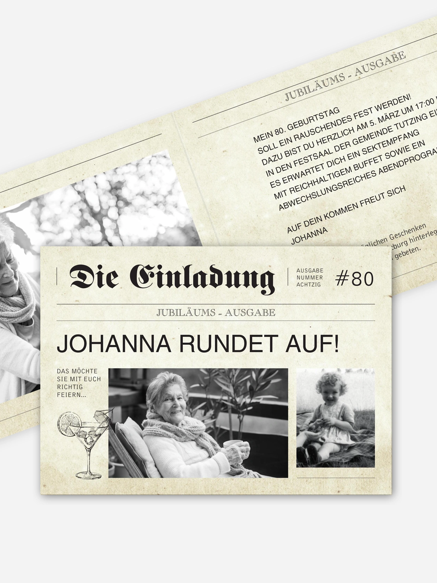Einladung 80. Geburtstag Newspaper