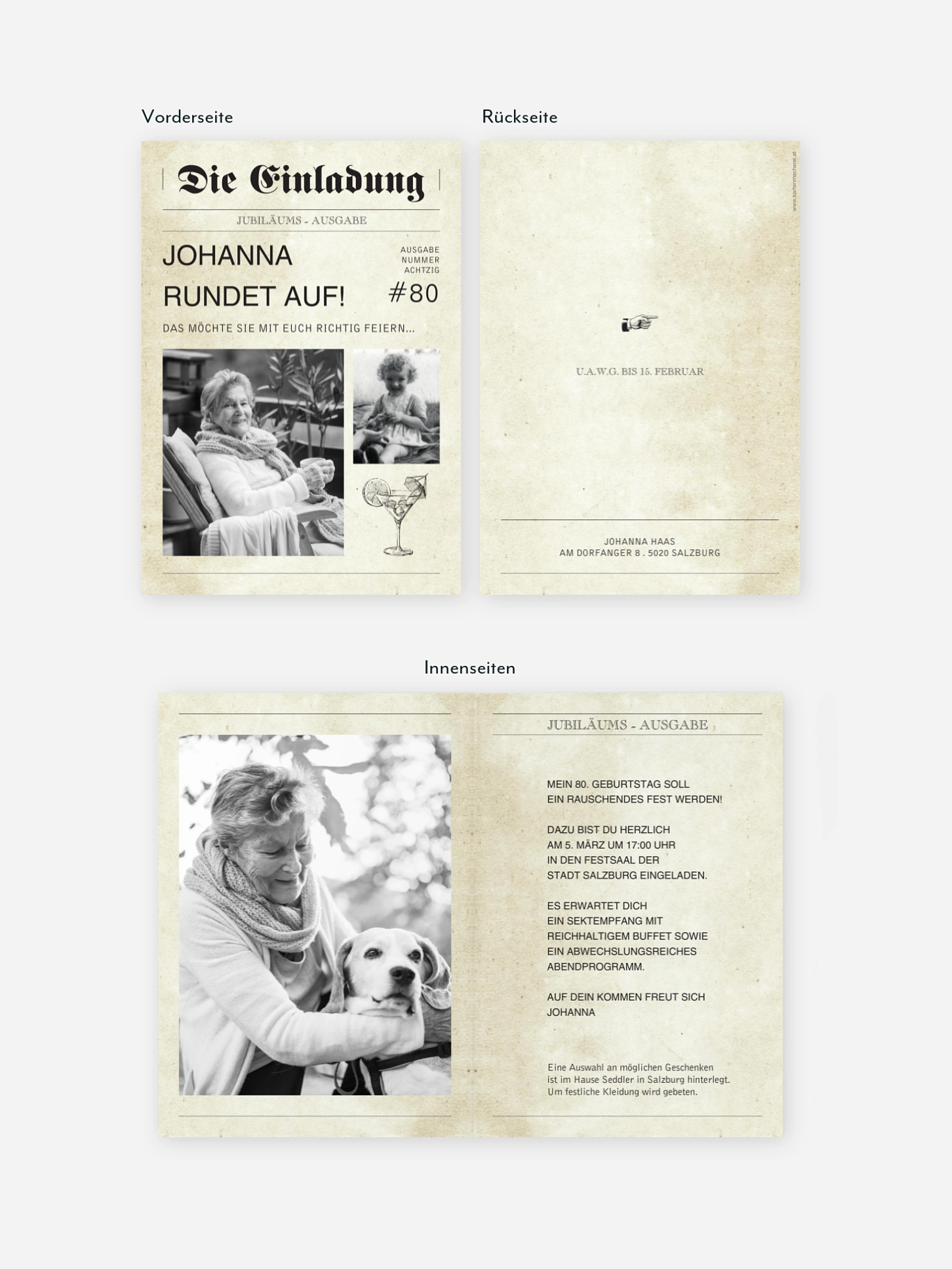 Einladung 80. Geburtstag Newspaper