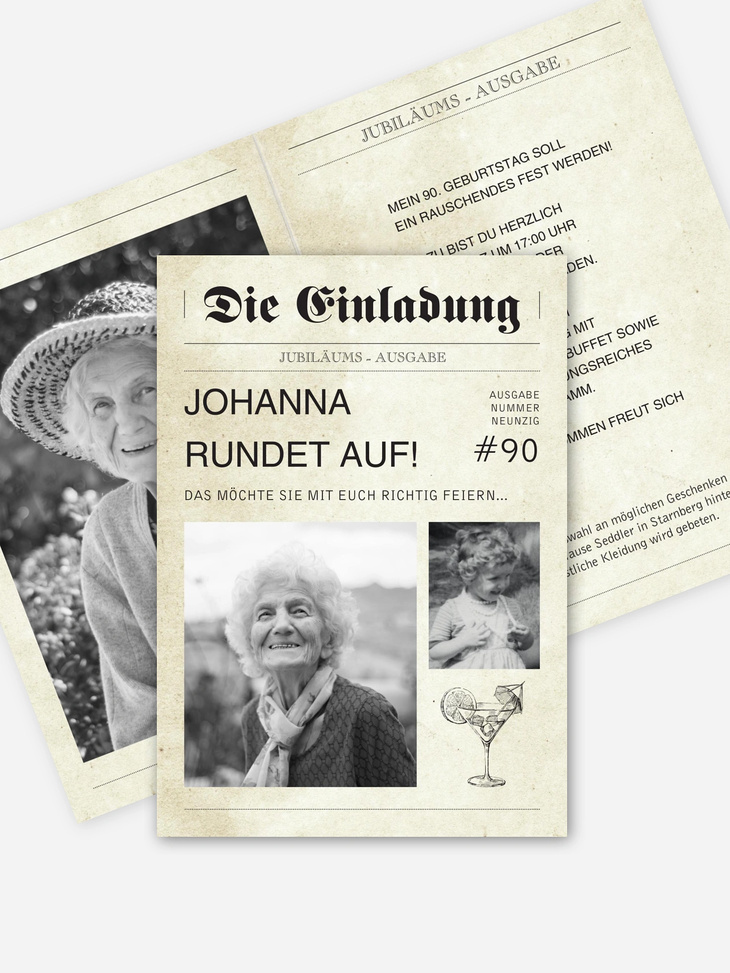 Einladung 90. Geburtstag Newspaper