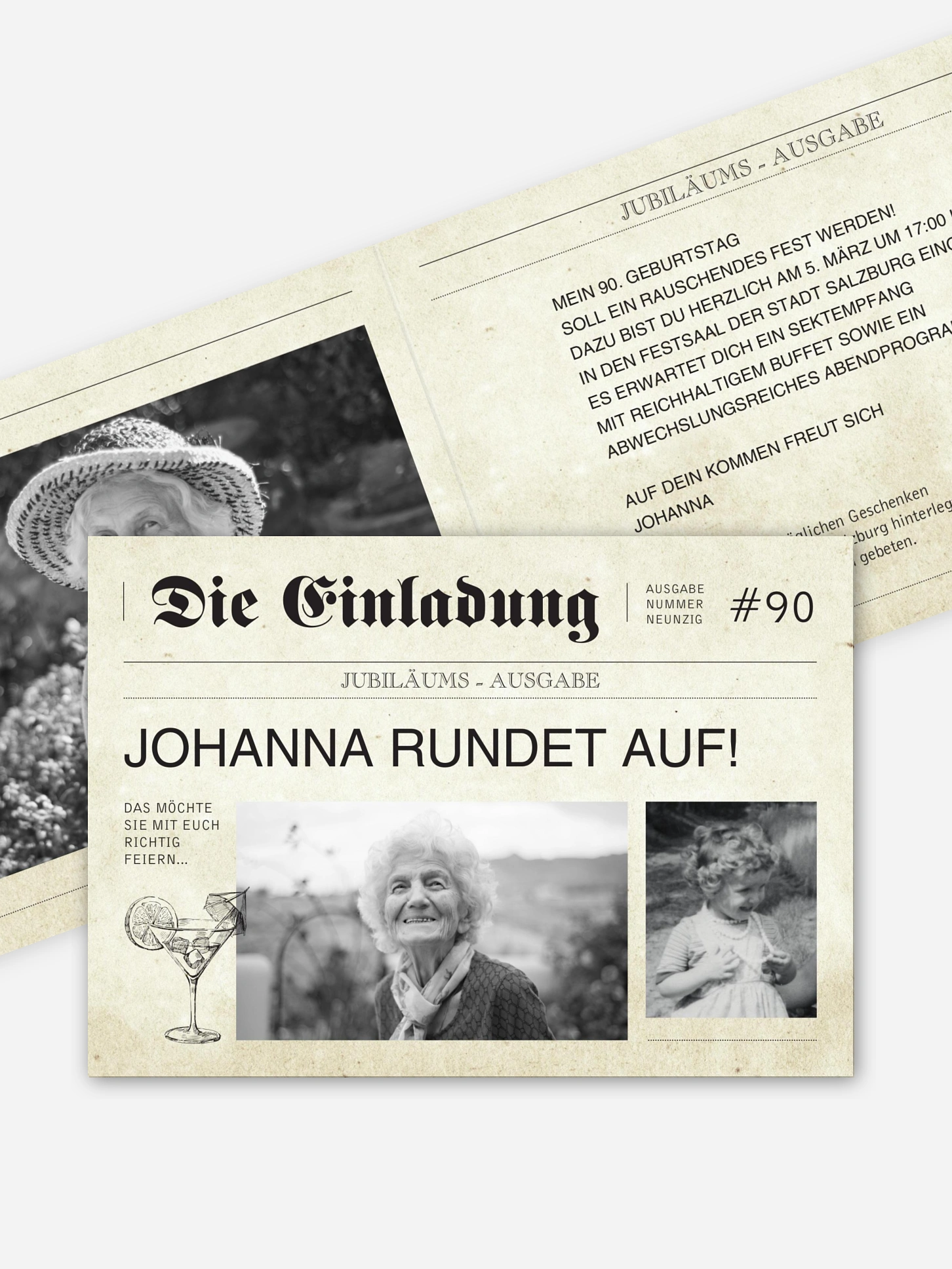 Einladung 90. Geburtstag Newspaper