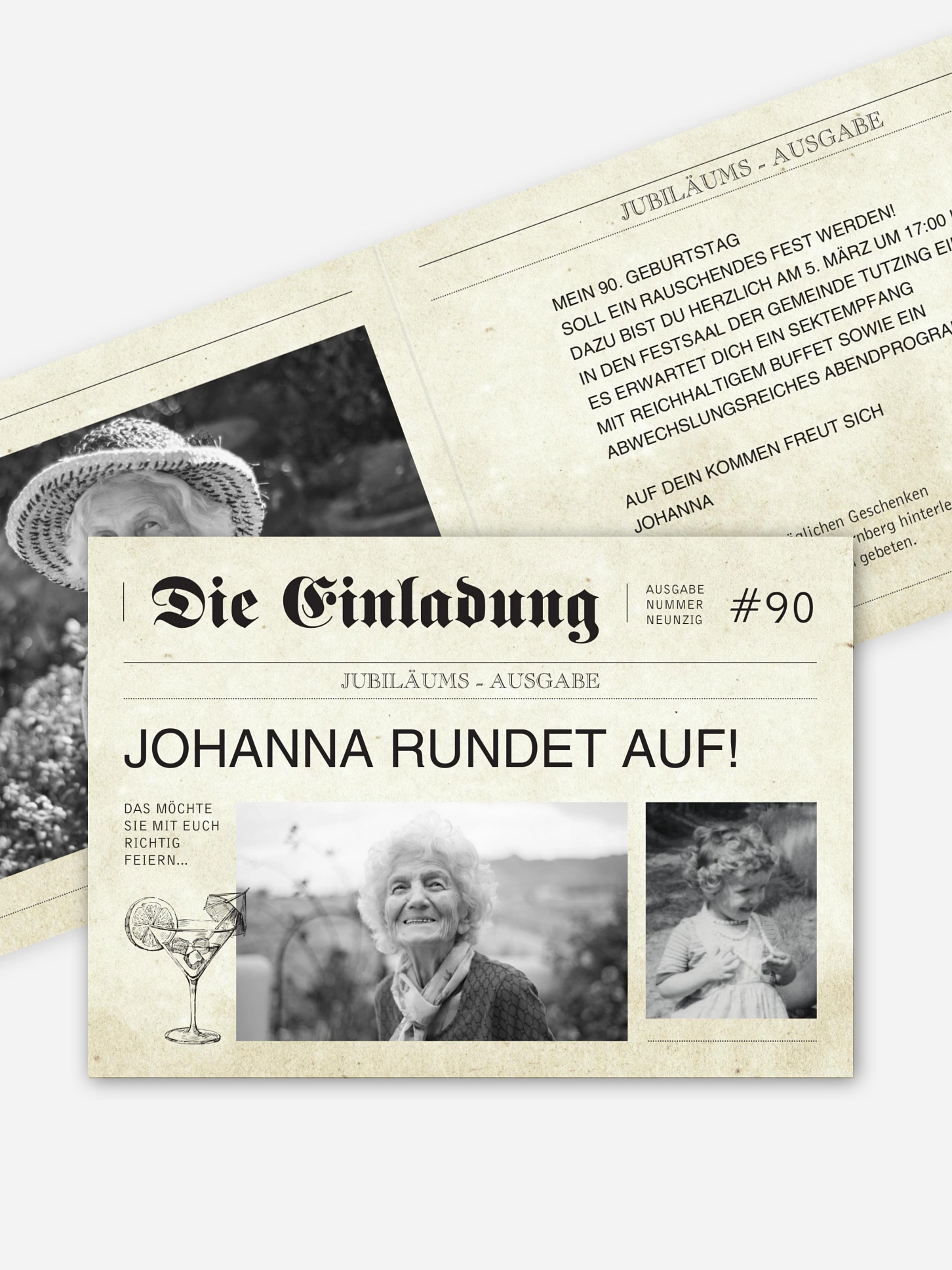 Einladung 90. Geburtstag Newspaper