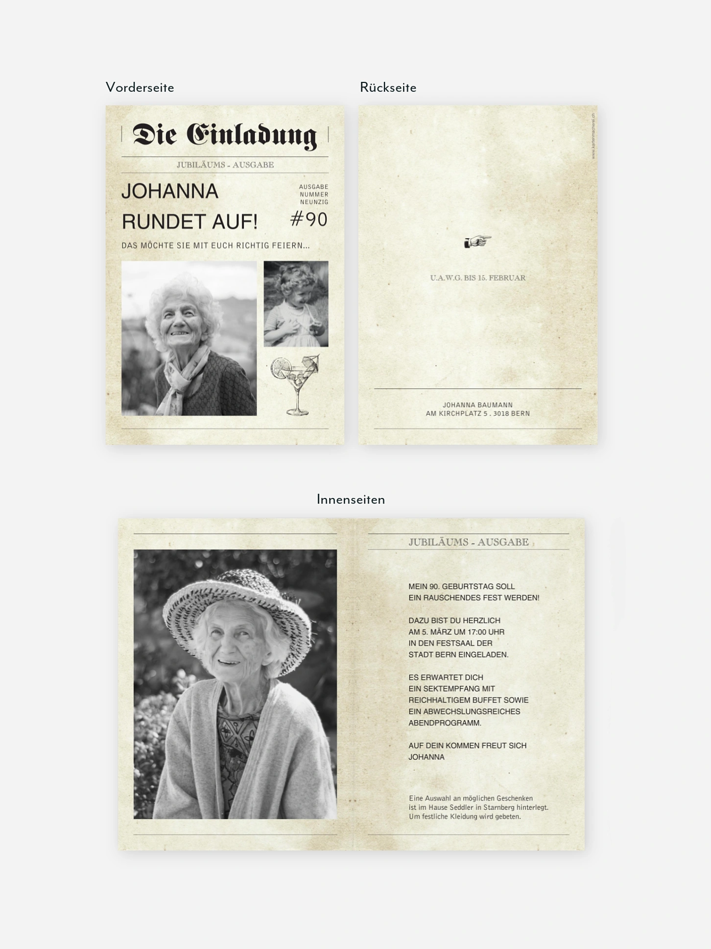 Einladung 90. Geburtstag Newspaper