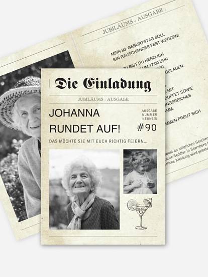Einladung 90. Geburtstag Newspaper