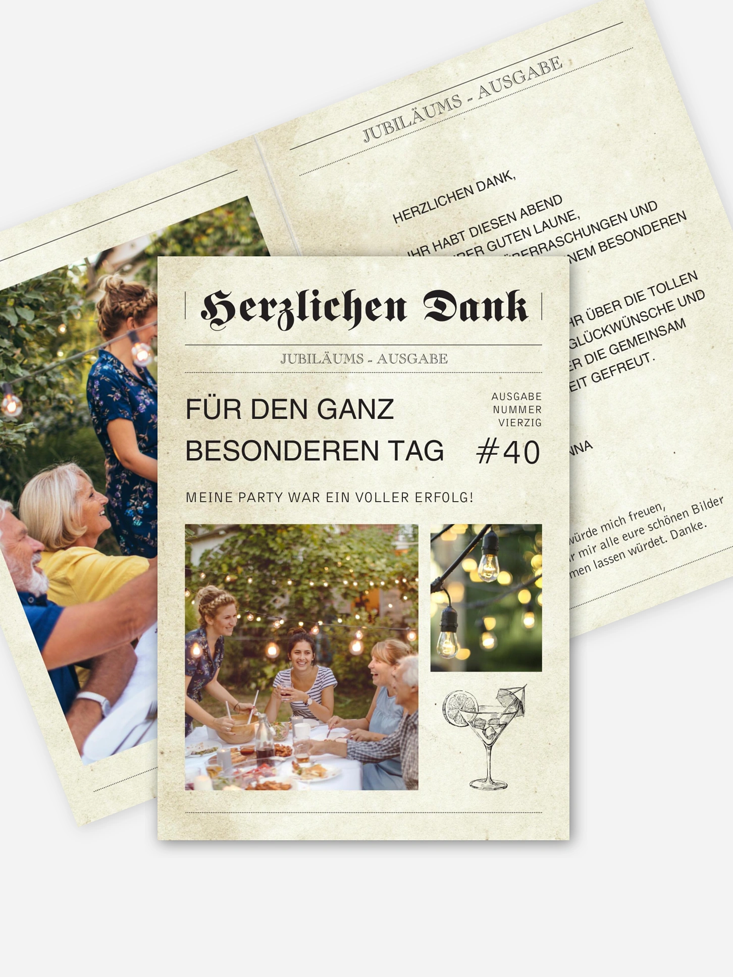 Dankeskarte Geburtstag Newspaper