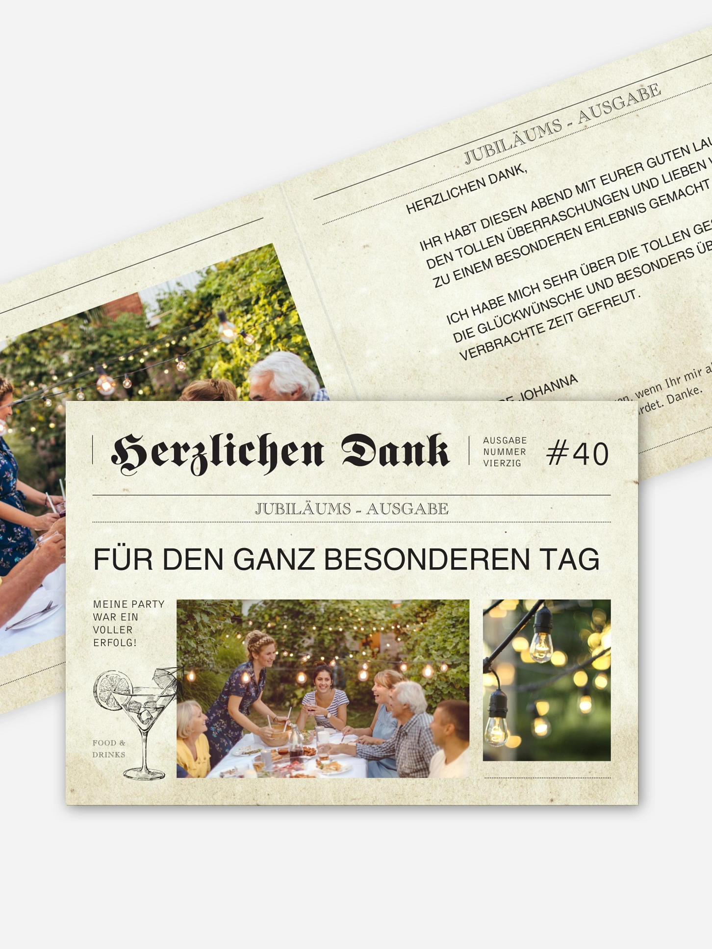 Dankeskarte Geburtstag Newspaper