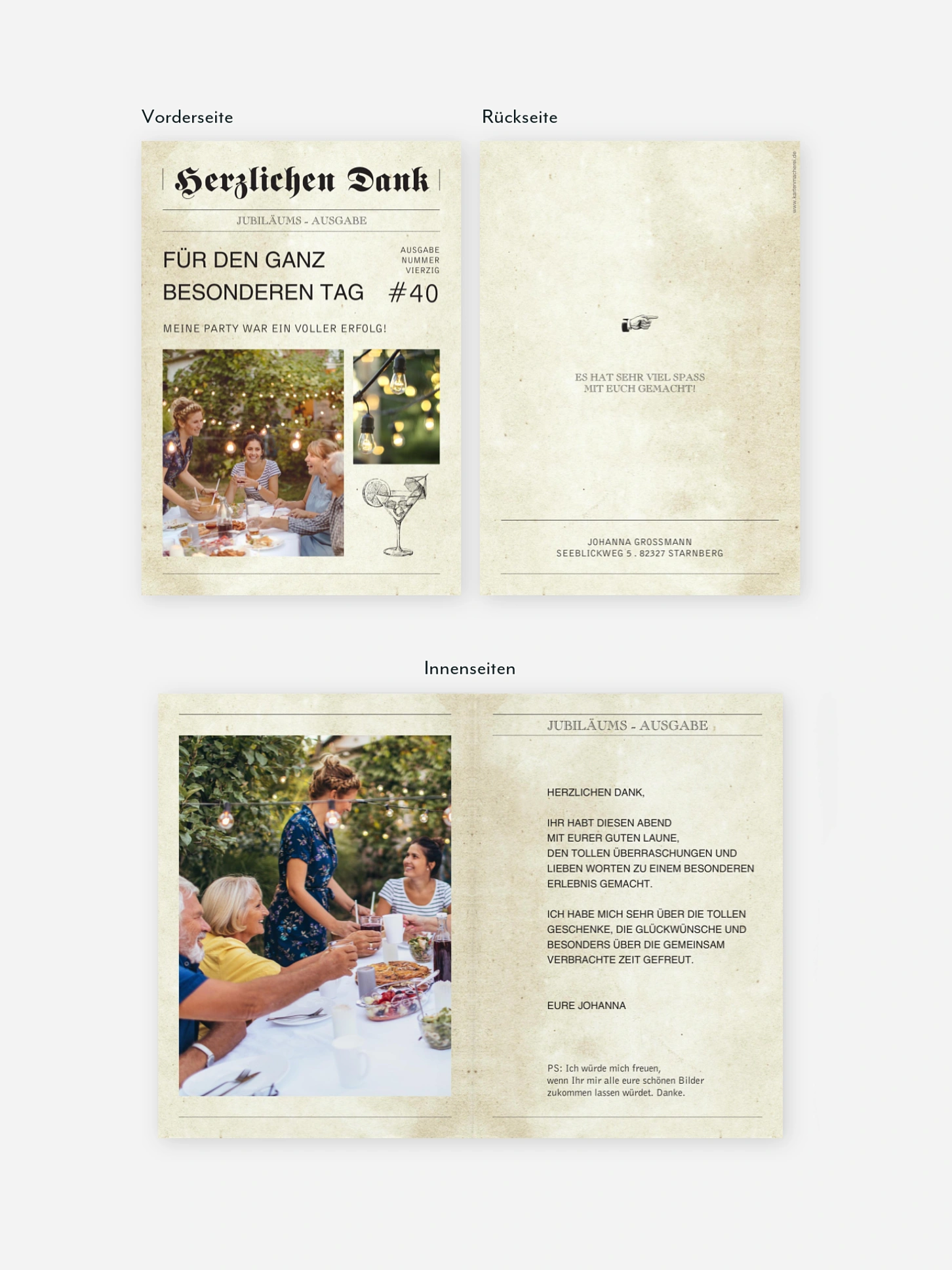 Dankeskarte Geburtstag Newspaper