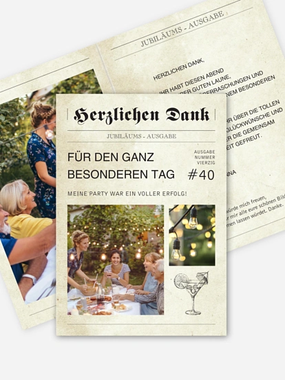 Dankeskarte Geburtstag Newspaper