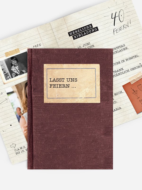 Einladung 40. Geburtstag Notizbuch