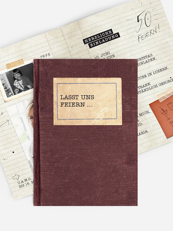 Einladung 50. Geburtstag Notizbuch