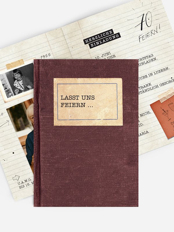 Einladung 70. Geburtstag Notizbuch