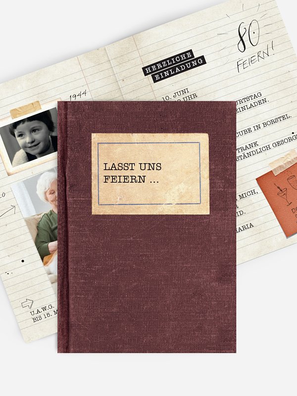 Einladung 80. Geburtstag Notizbuch
