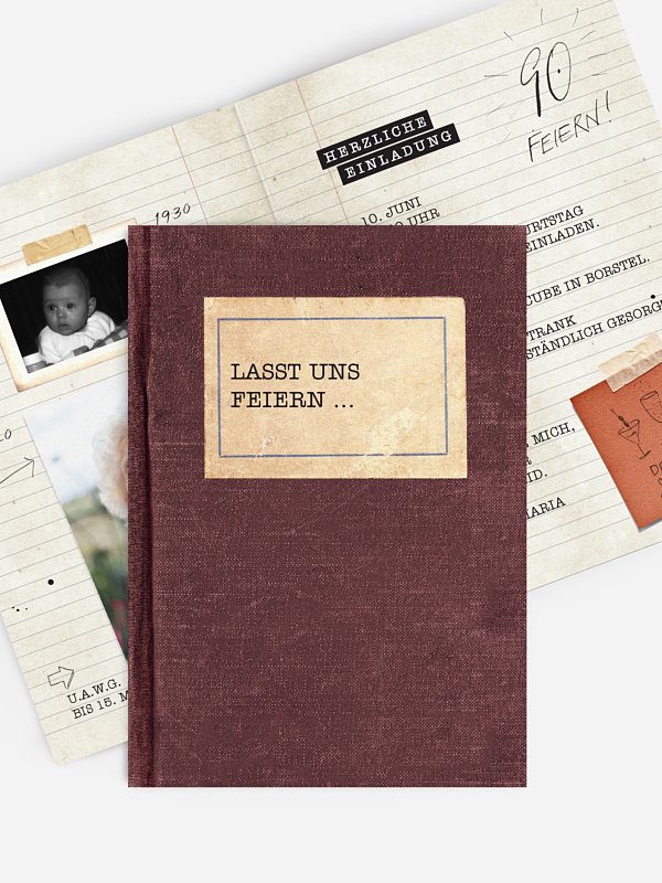 Einladung 90. Geburtstag Notizbuch