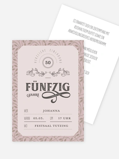 Einladung 50. Geburtstag Alte Zeiten