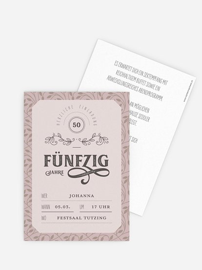Einladung 50. Geburtstag Alte Zeiten