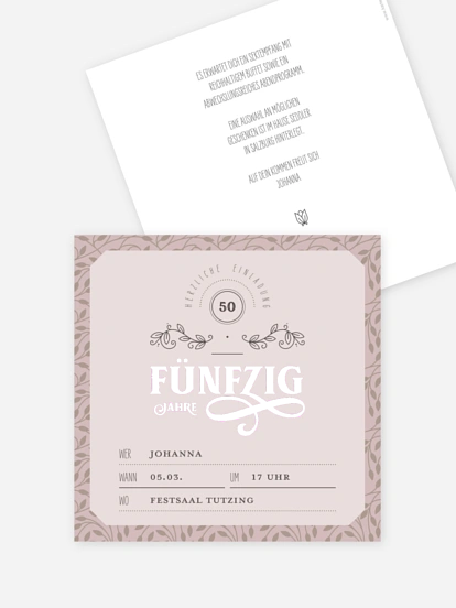 Einladung 50. Geburtstag Alte Zeiten