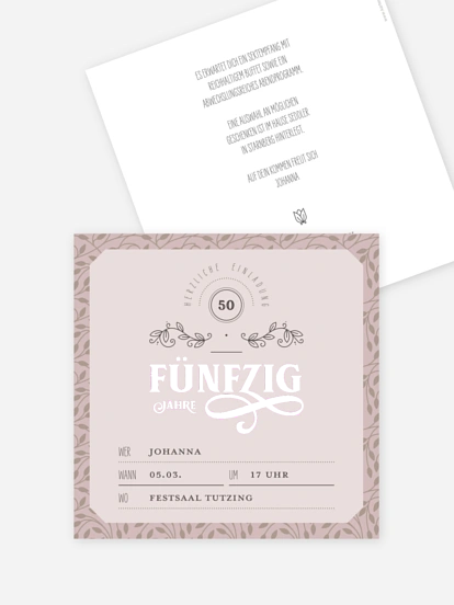 Einladung 50. Geburtstag Alte Zeiten