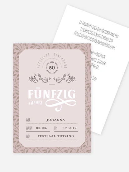 Einladung 50. Geburtstag Alte Zeiten