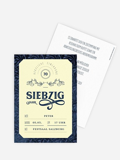 Einladung 70. Geburtstag Alte Zeiten
