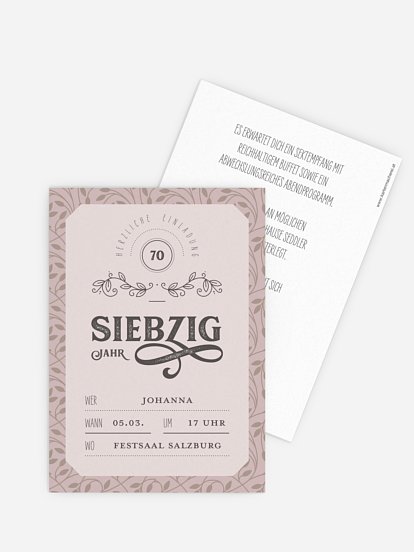 Einladung 70. Geburtstag Alte Zeiten