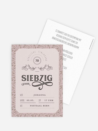 Einladung 70. Geburtstag Alte Zeiten