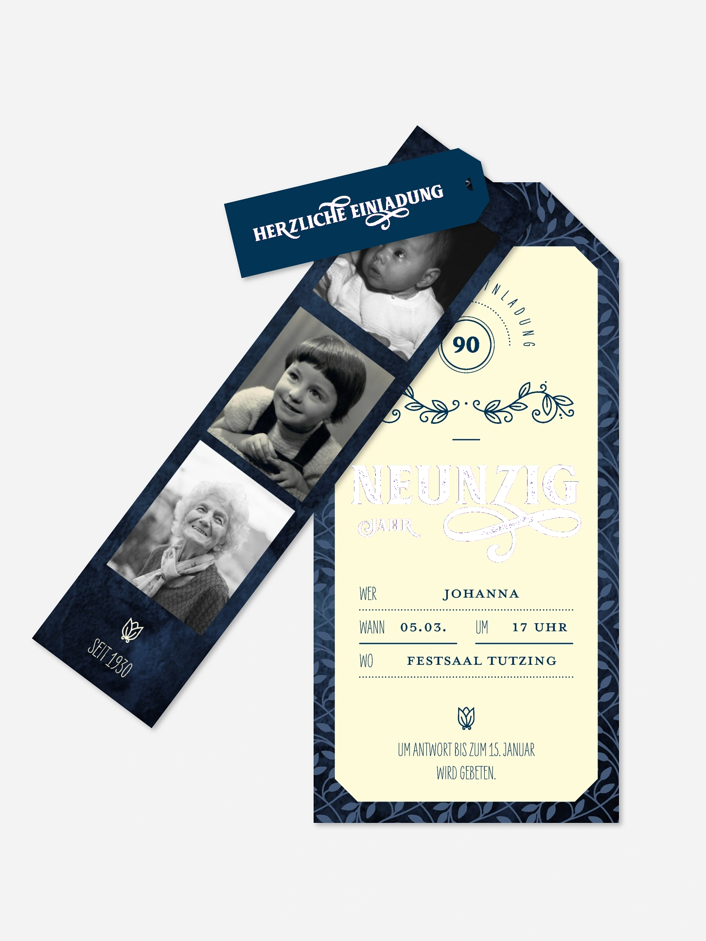 Einladung 90. Geburtstag Alte Zeiten
