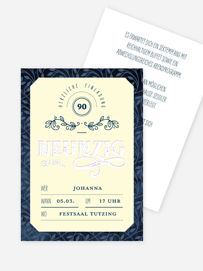 Einladung 90. Geburtstag Alte Zeiten