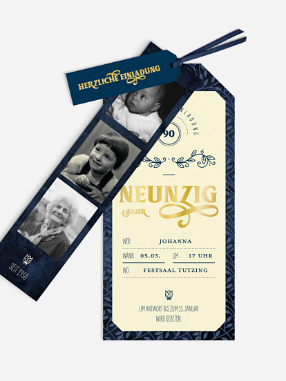 Einladung 90. Geburtstag Alte Zeiten