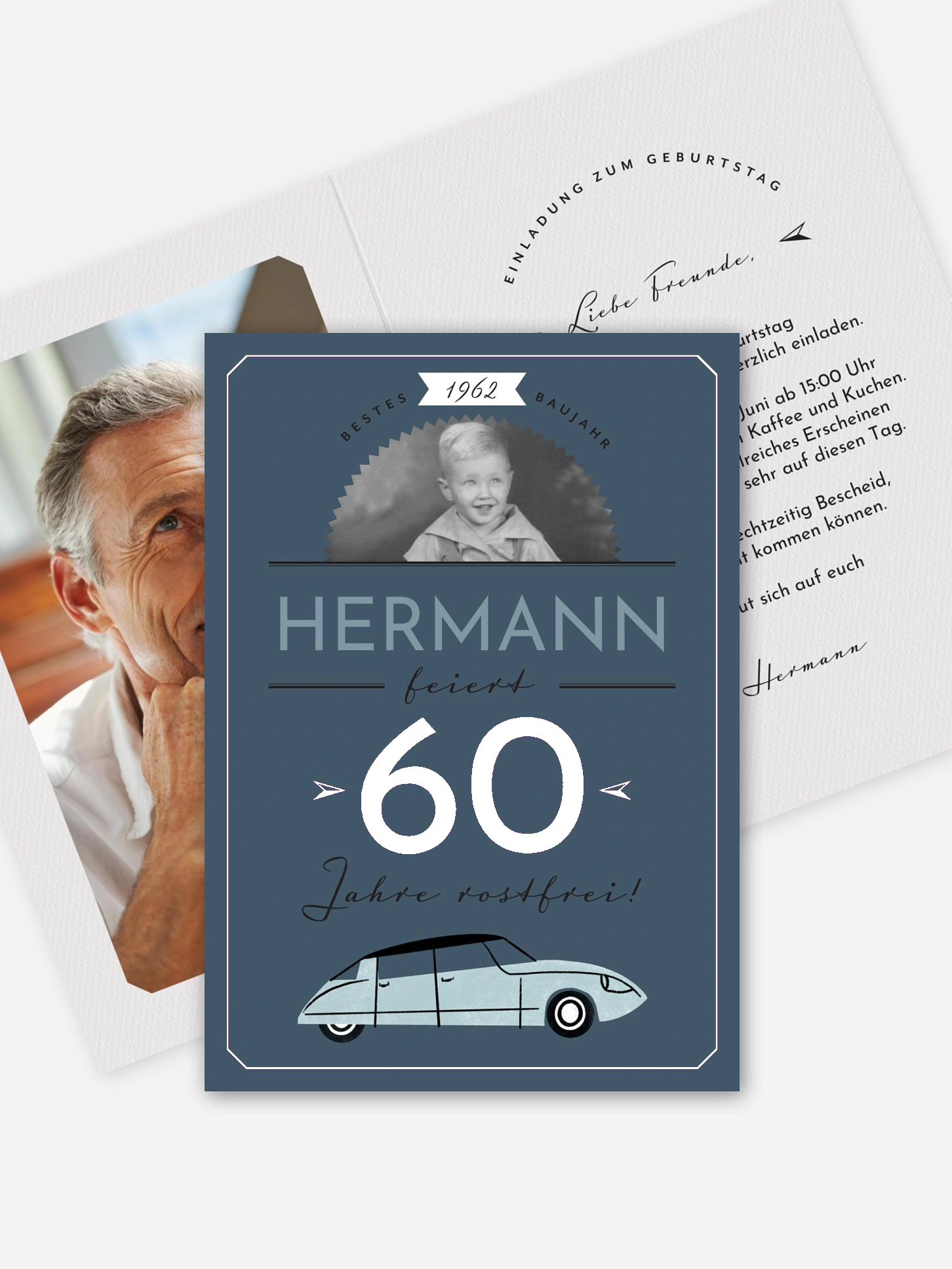 Einladung 60. Geburtstag Rostfrei