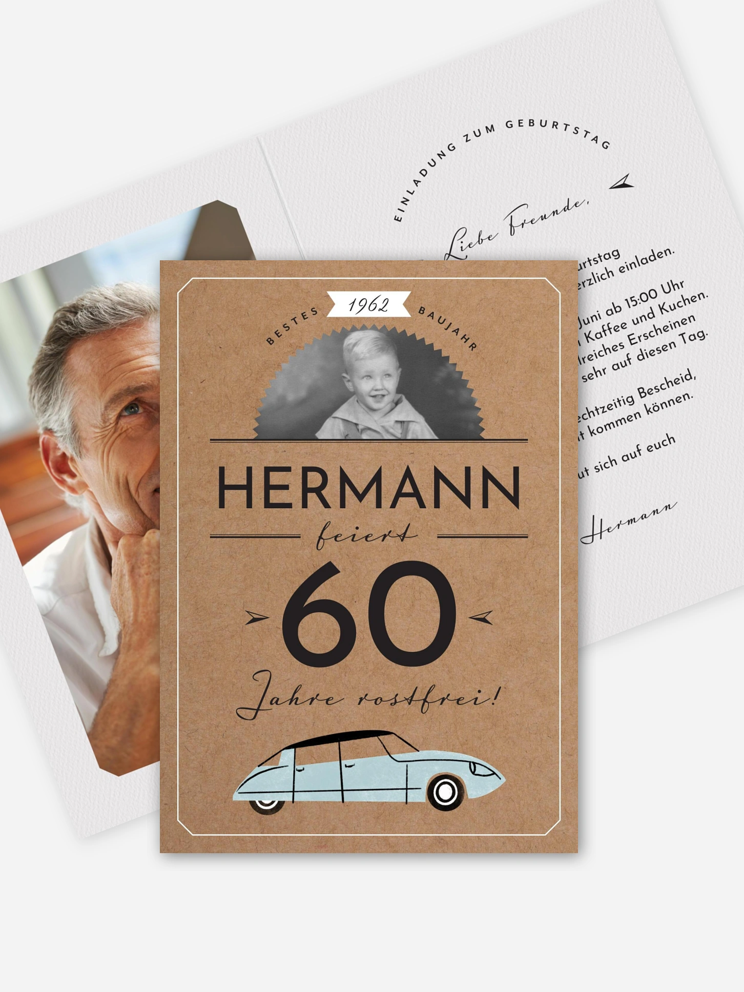 Einladung 60. Geburtstag Rostfrei