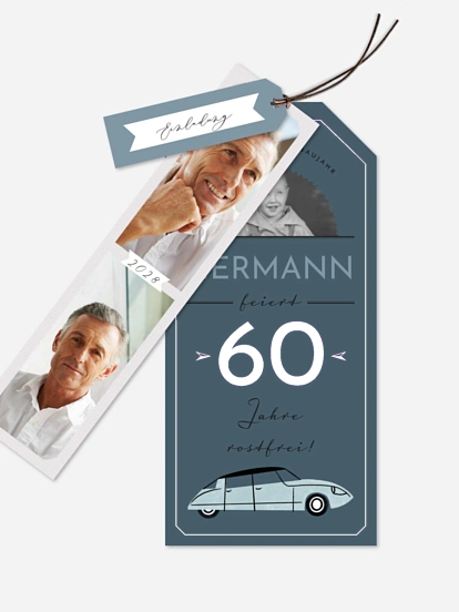Einladung 60. Geburtstag Rostfrei