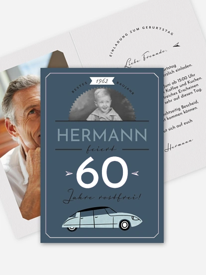 Einladung 60. Geburtstag Rostfrei