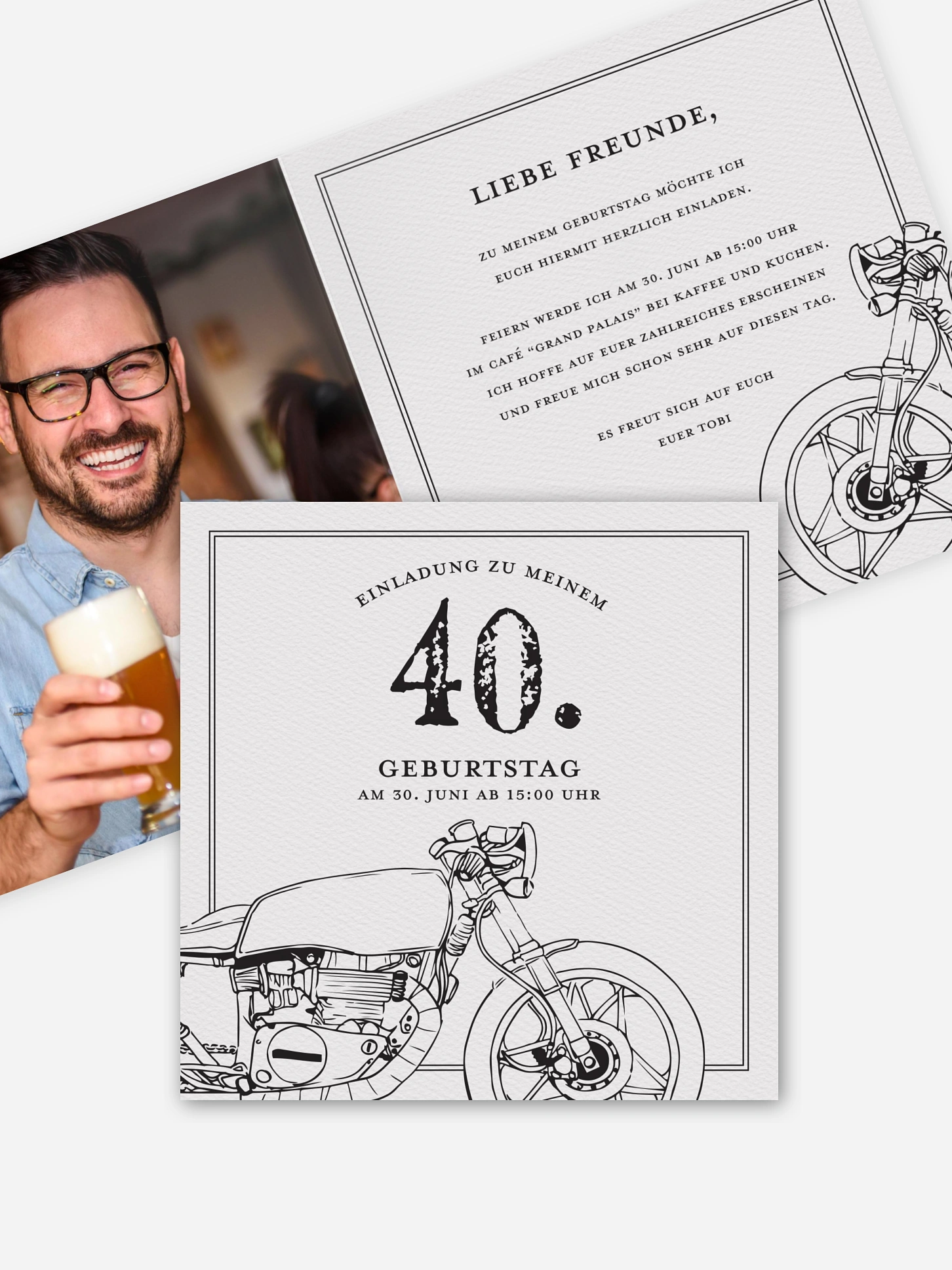 Einladung 40. Geburtstag Moto