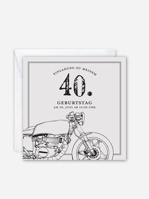Einladung 40. Geburtstag Moto