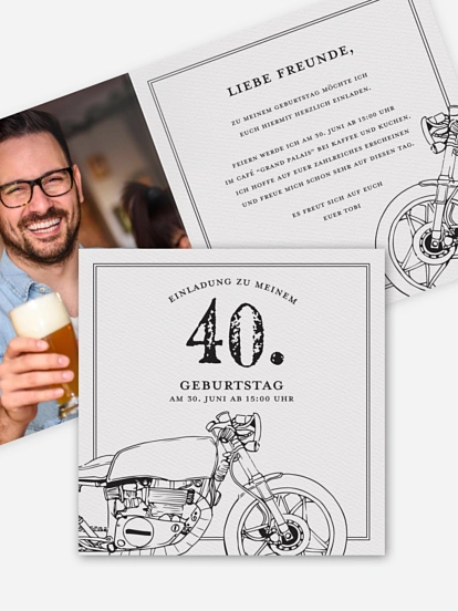 Einladung 40. Geburtstag Moto