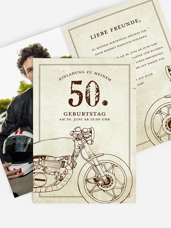 Einladung 50. Geburtstag Moto