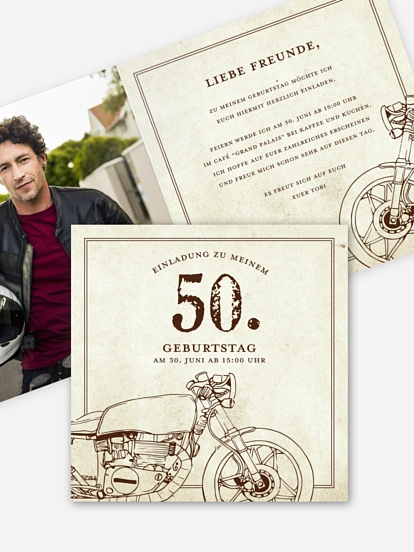 Einladung 50. Geburtstag Moto