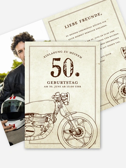 Einladung 50. Geburtstag Moto