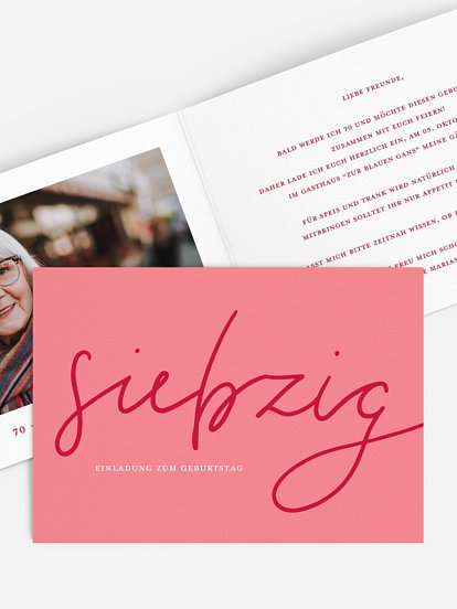 Einladung 70. Geburtstag Pure Glamour