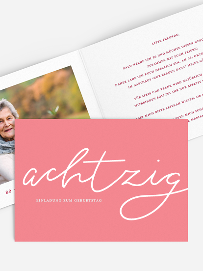 Einladung 80. Geburtstag Pure Glamour