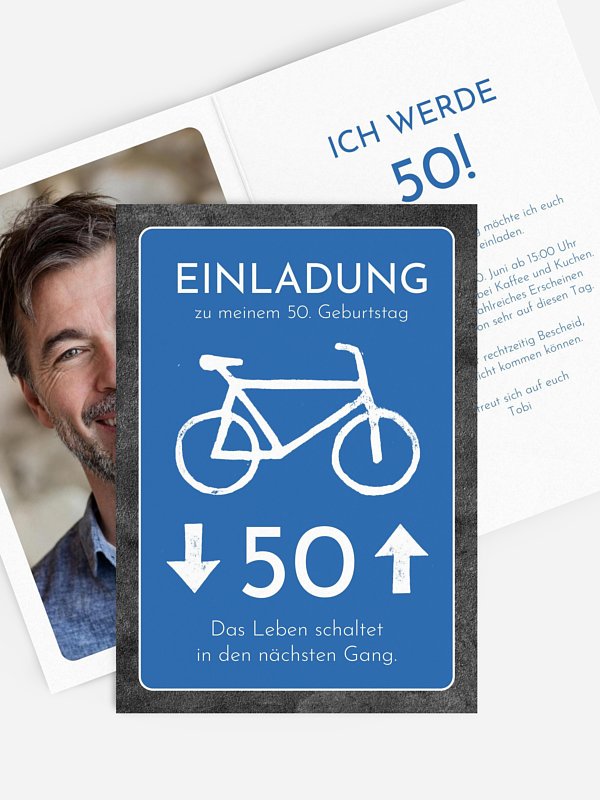 Einladung 50. Geburtstag Fahrrad